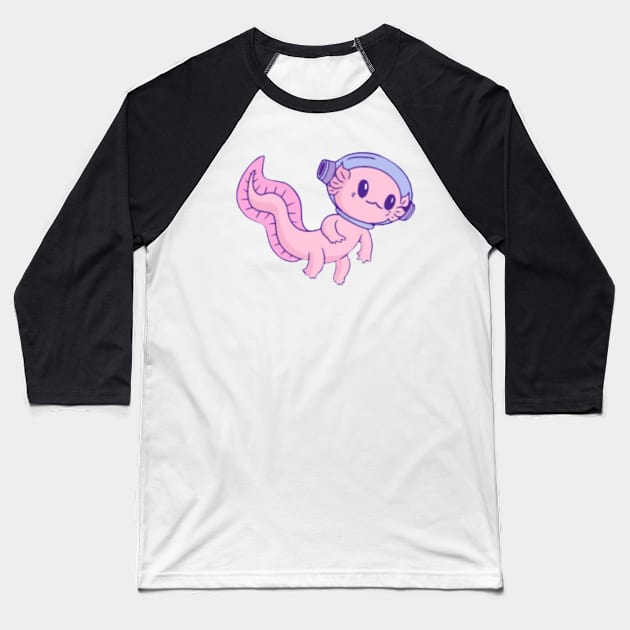 Astronaut Axolotl Baseball T-Shirt by Digital-Zoo